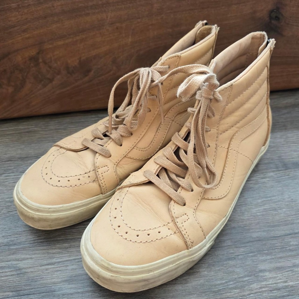 Vans Sk8-Hi Reissue Zip Veggie Tan Vachetta Leather High Top Sneakers Womens 9
